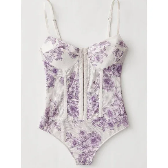 NWT - L - FREE PEOPLE Night Rhythm - Body Suit Corset - Ivory Combo - Picture 4 of 5